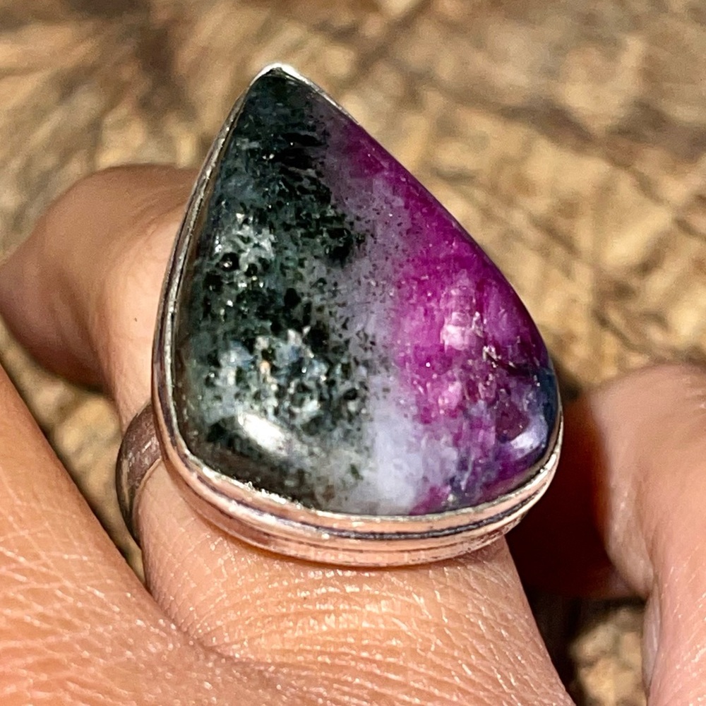 “Stone of Courage & Strength” Ruby Zoisite Ring Size 7 1/2
